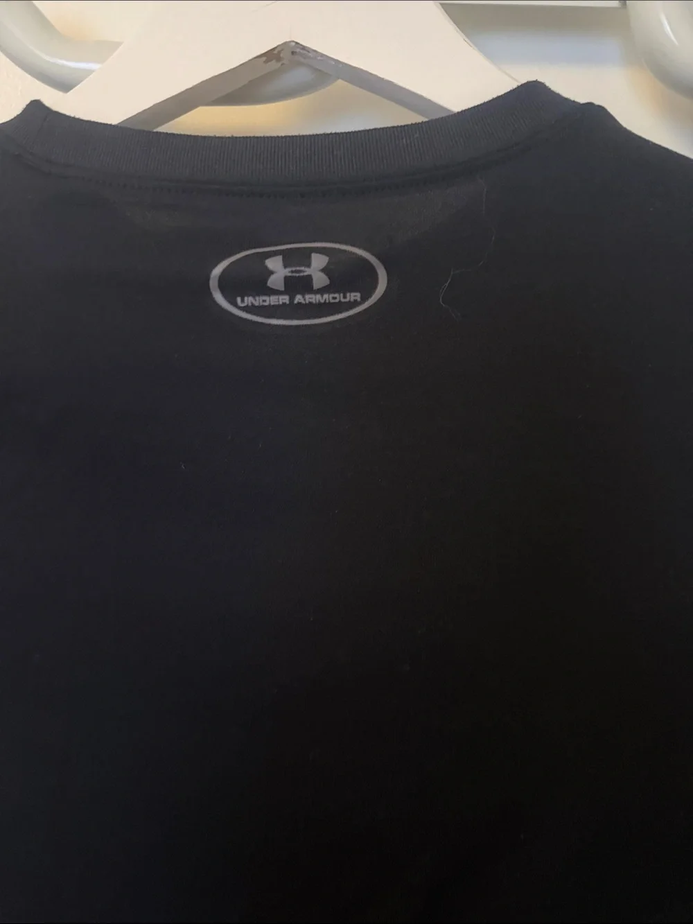 Under Armour Boys' Black Tee with White Striped Logo